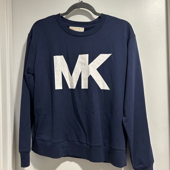 Michael Kors Tops - NWT Women Michael Kors Logo Navy Blue Cotton Blend Sweater, Size M